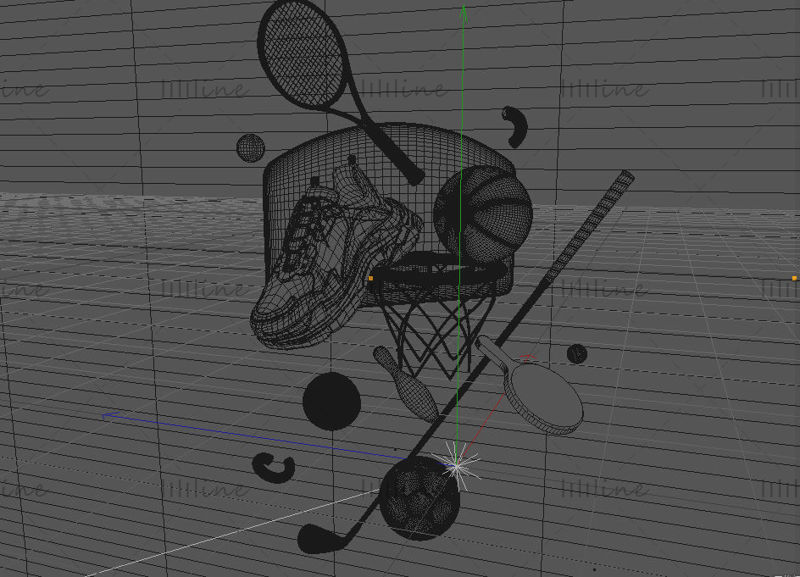 C4D blå sports -tilpasset brukergrensesnittikon 3d -modell