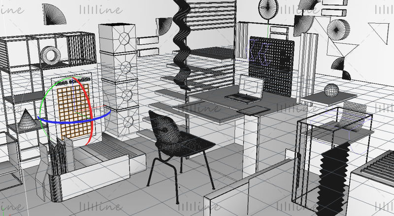 C4D Orange Online Education Live Course Home Office 3D Scene Model
