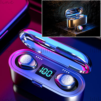 2 C4D kule stil bluetooth headset 3d scenemodeller i flere formater