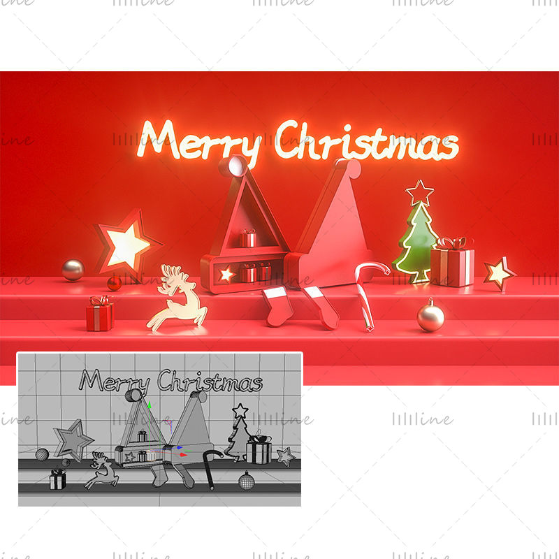 Multi-format C4D Christmas 3D scene kreativ aktivitet produktvisning modell