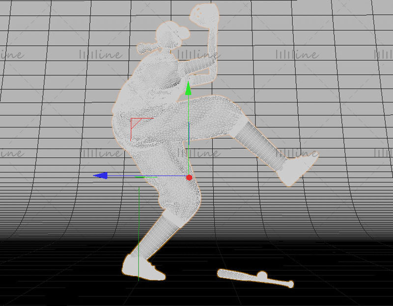 C4D tegneserie stil baseball sport jente 3d modell