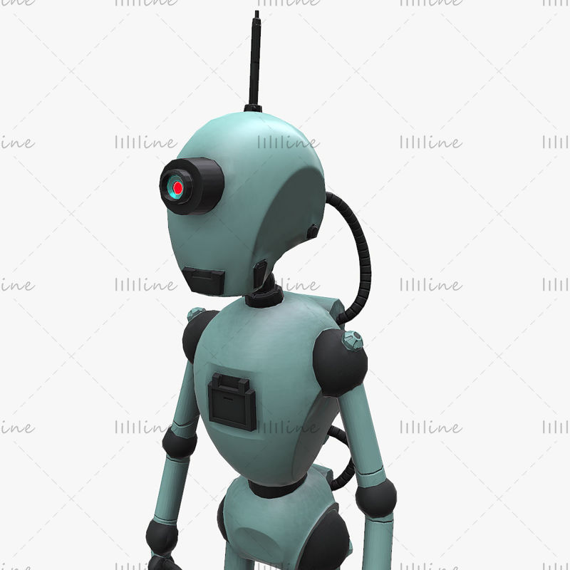 Modelo 3D equipado con robot