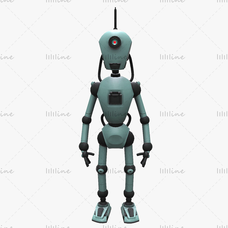 Modelo 3D equipado con robot