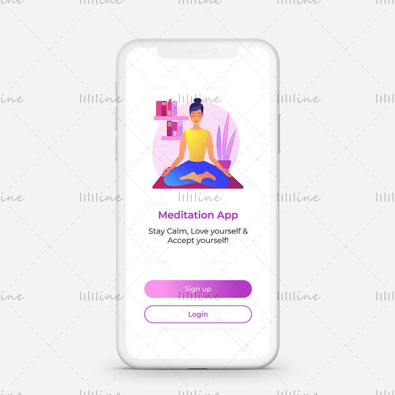 Meditation App UI Design Template login sign up screen