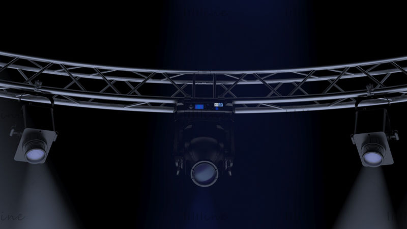 Daire Kare Kafes 700cm-Sahne Işıkları 3d Model