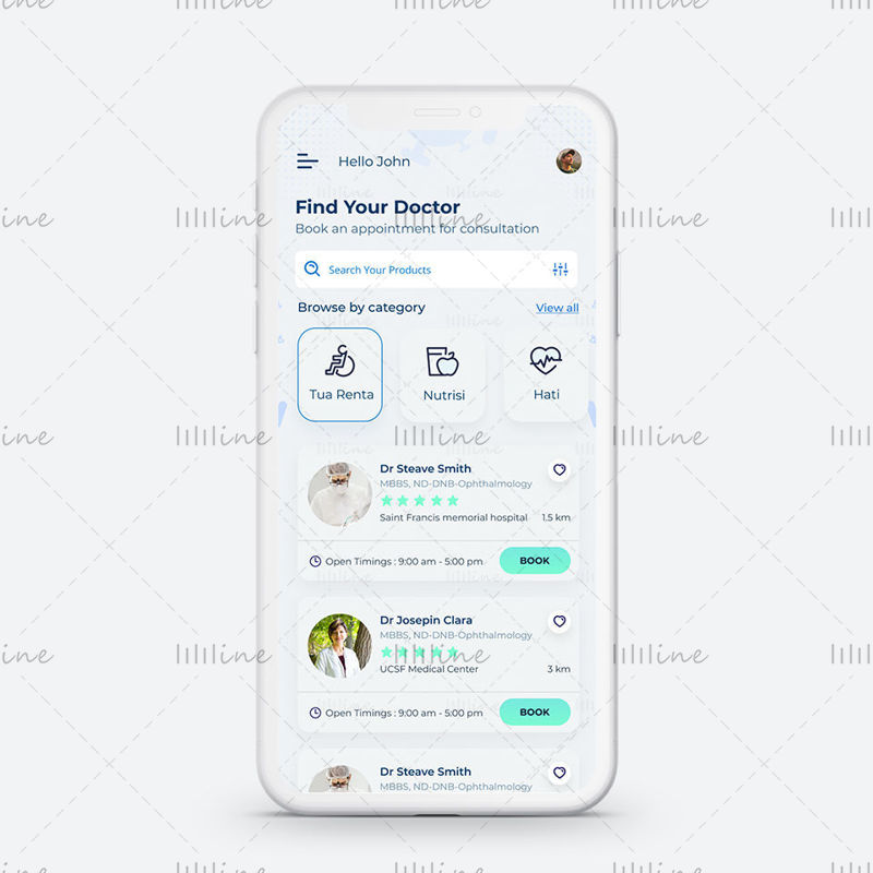 UI-ontwerp van app voor doktersafspraak