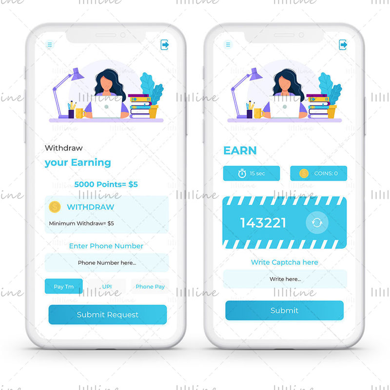 Work From Home Earning App UI/UX withdraw