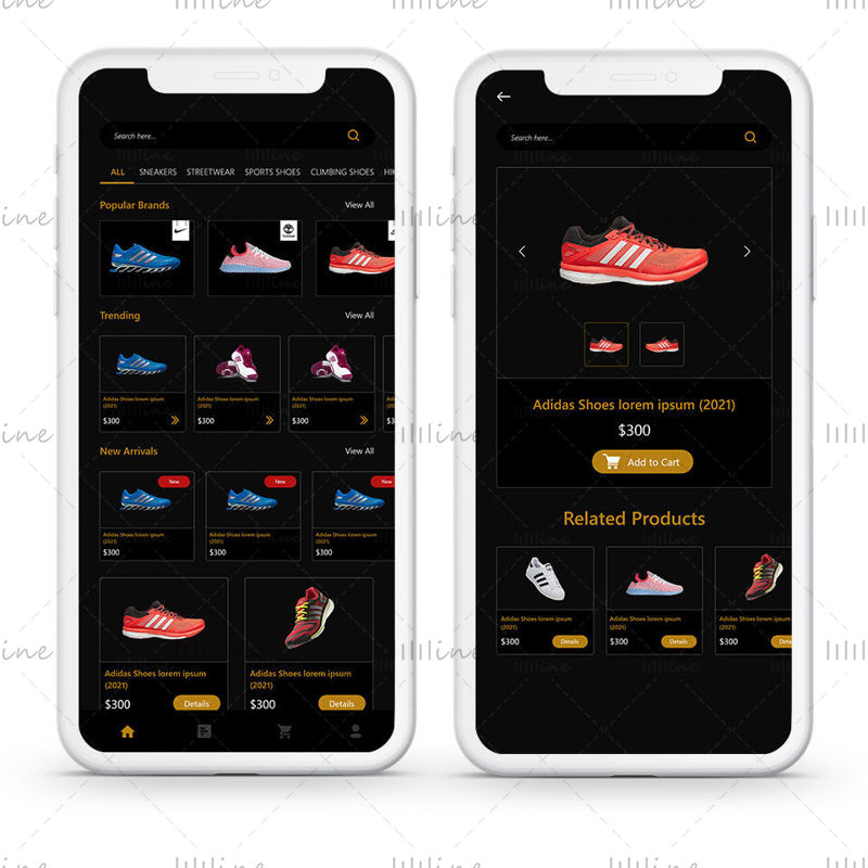 Ecommerce Shoe Selling App UI/UX product list and product detail