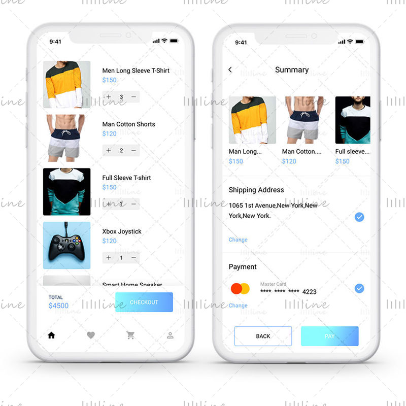 E-Commerce App Concept For Fashion cart Checkout Order Summary