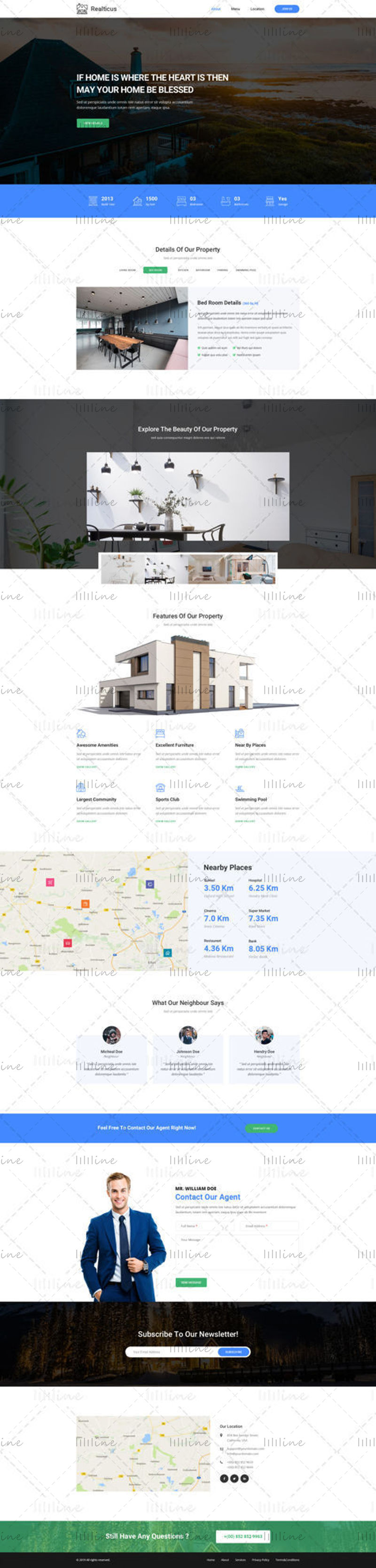 UI der Website-Vorlage für Immobilien