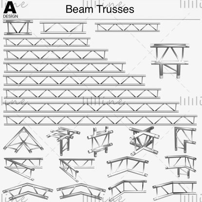 Колекција 3Д модела Беам Труссес - модуларна 24 ком