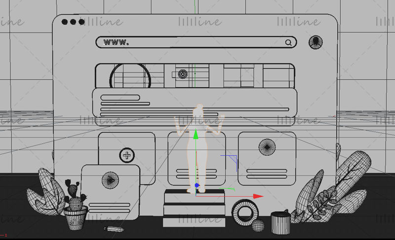 Çok formatlı c4d mor UI arama teması 3d model