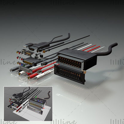 C4D различные интерфейсные кабели для передачи данных 3d модель модель USB-кабеля для передачи данных модель кабеля для передачи данных с круглым отверстием модель силового кабеля