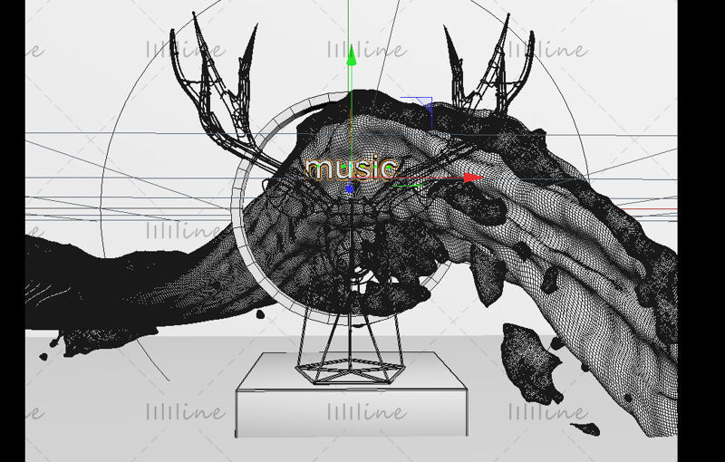 C4D форма головы синего оленя электронная коммерция аудио музыка 3d модель