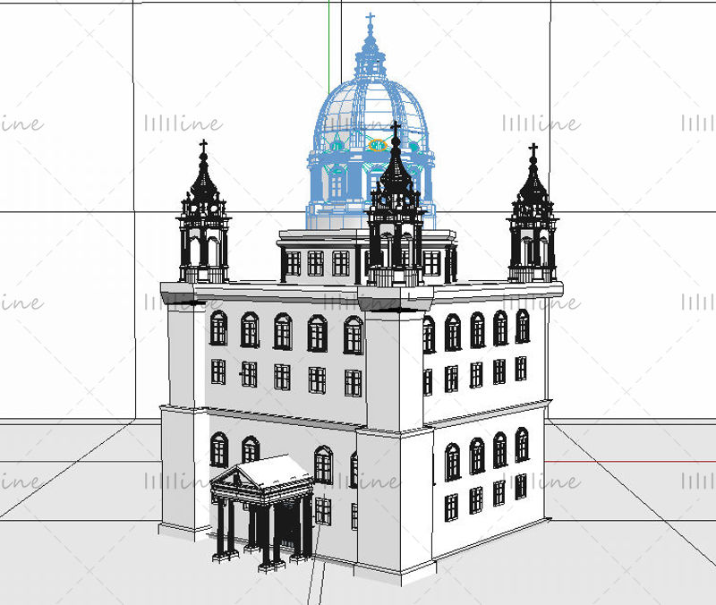 C4D коричневый серый европейский минималистский стиль архитектурная 3d модель сцена