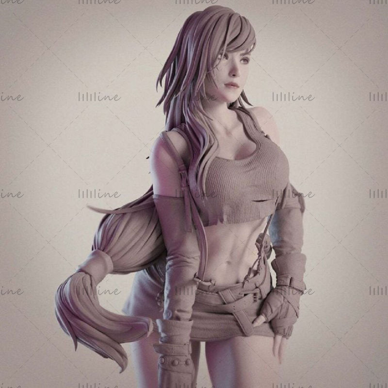 Tifa Final Fantasy heykeli 3D model Baskıya hazır 3D baskı modeli