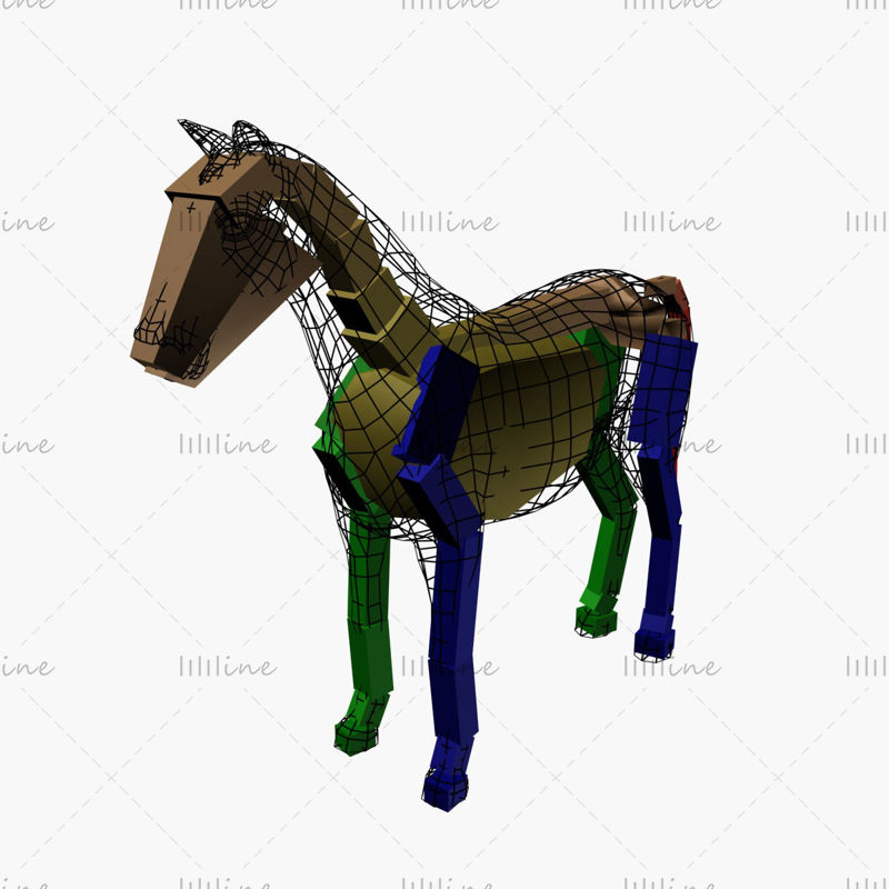 Model 3D animat cu cai