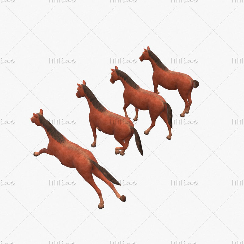 Paard geanimeerd 3D-model