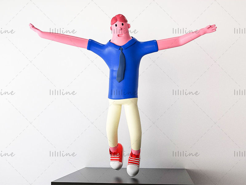 C4D blue pink cartoon ip character 3d model