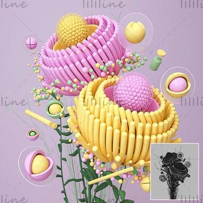 C4D春の花3Dモデルeコマースポスターバナーシーン