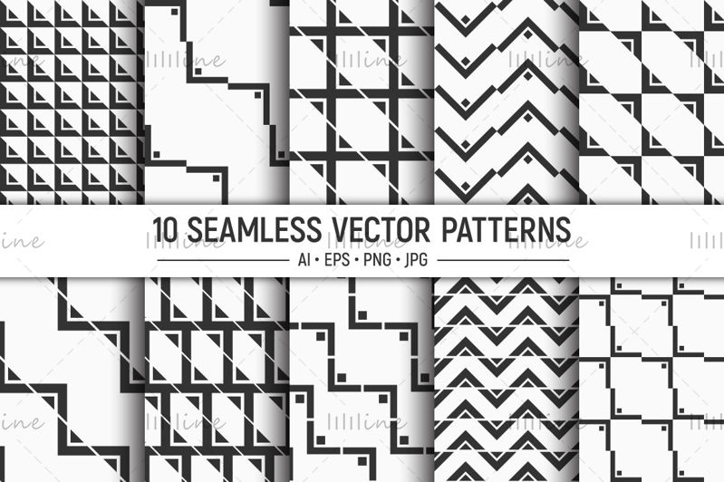 10 sømløse vektor geometriske mønstre
