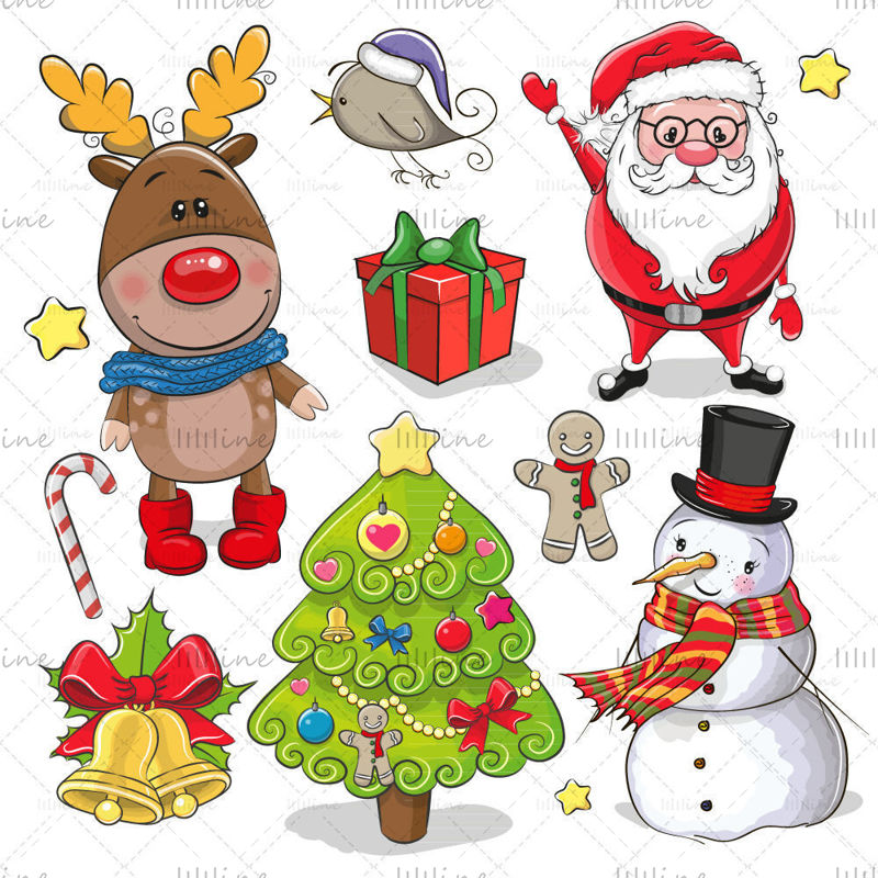 Cartoon Christmas elements vector