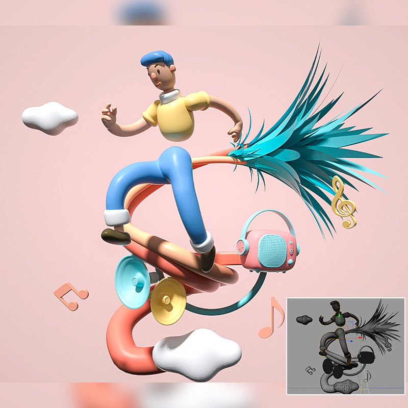 C4d Cartoon Style Abstract Casual Characters 3d Models