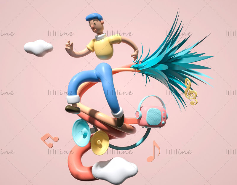 Cartoon style abstract casual characters 3d models
