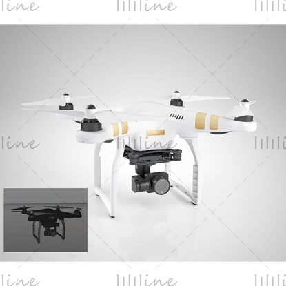 Modello 3d drone minimalista bianco