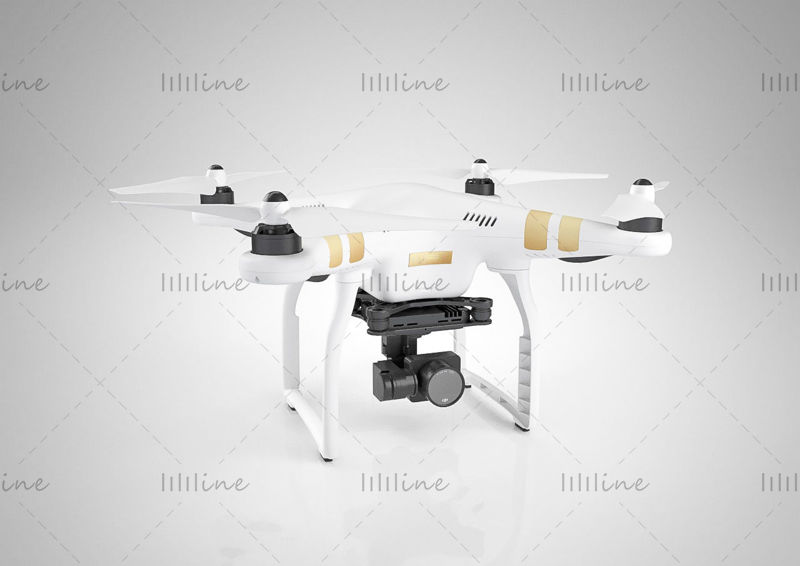 Modello 3d drone minimalista bianco