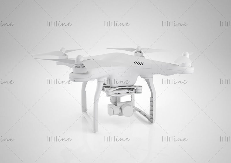Bílý minimalistický 3D model dronu