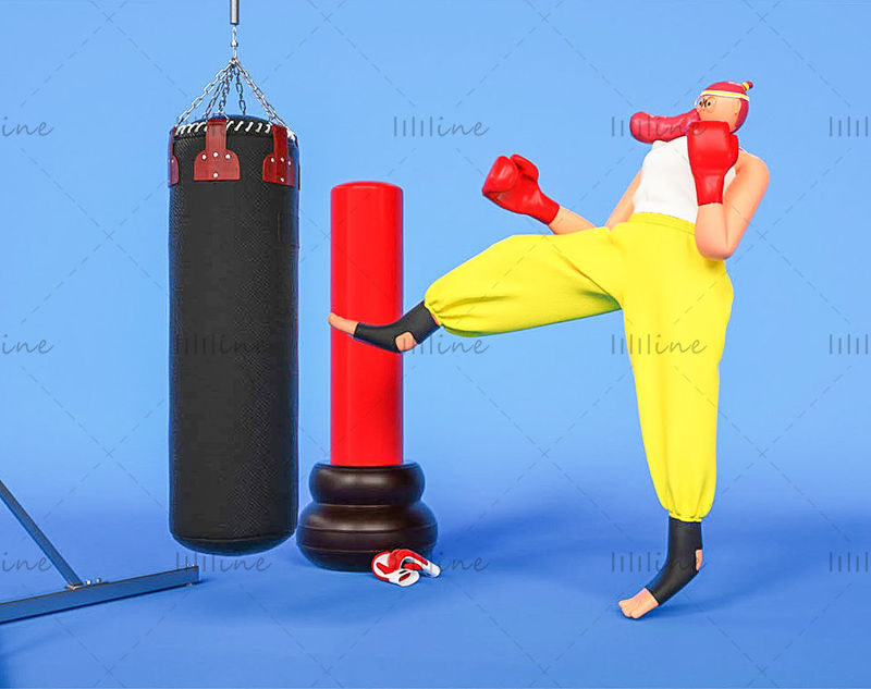 Cartoon stijl gratis vechtsport karakter 3D-modellen