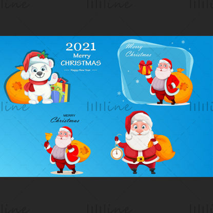 Cartoon Santa bringing gifts Merry Christmas