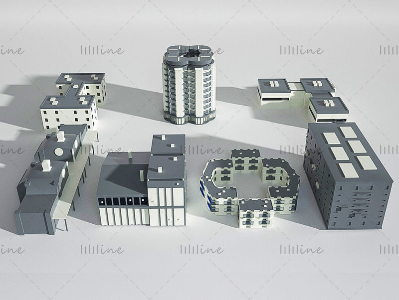 Modèle de scène créative 3d d'usine de construction moderne