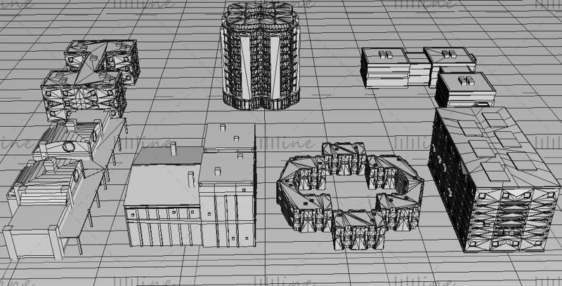 3Д модел креативне сцене савремене фабрике зграда