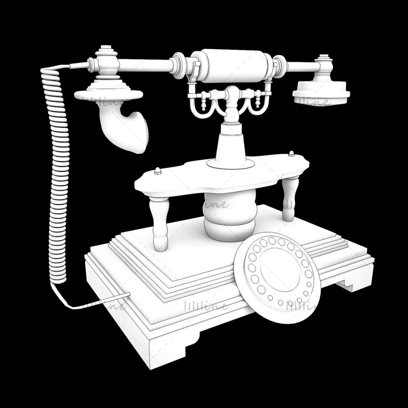 Антикварный телефон 3D Модель