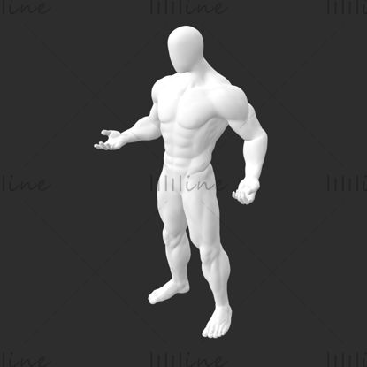 Модел 3d печат на мъжки манекен, изпомпващ желязо