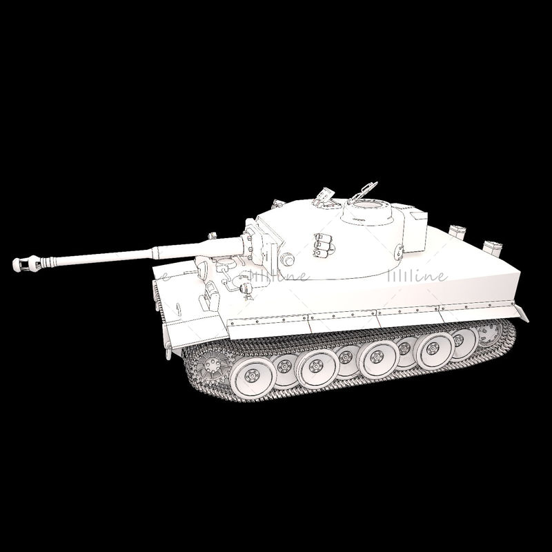 Tweede Wereldoorlog Duitse Tiger Tank 3D-model