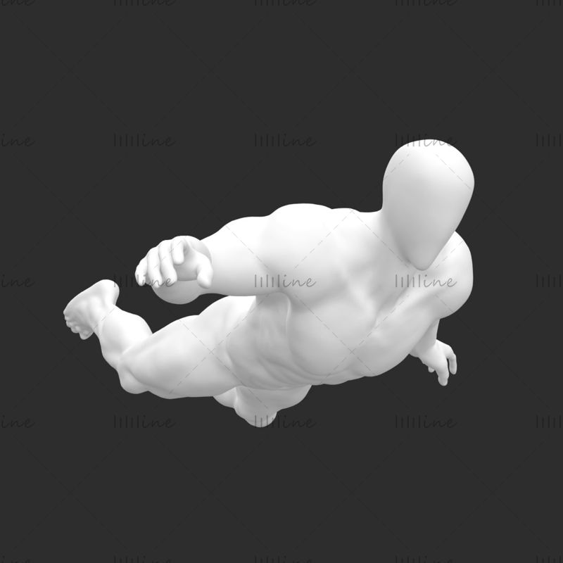 Mergulho manequim masculino super forte músculo mergulhador modelo impresso em 3D