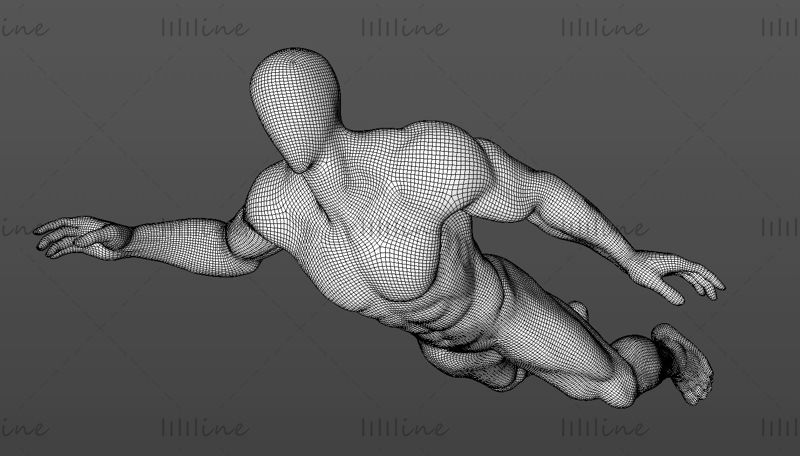 الغوص الذكور عارضة أزياء سوبر قوي العضلات غواص 3D طباعة نموذج