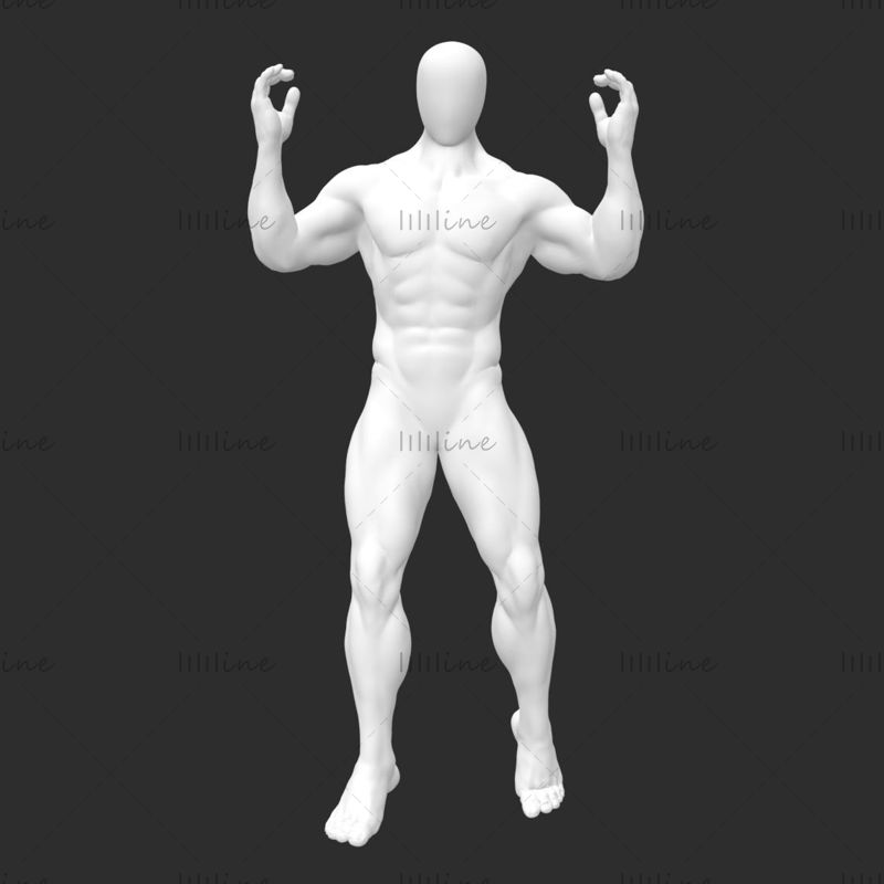 超强肌肉降落伞跳跃男性人体模型 3d 打印模型