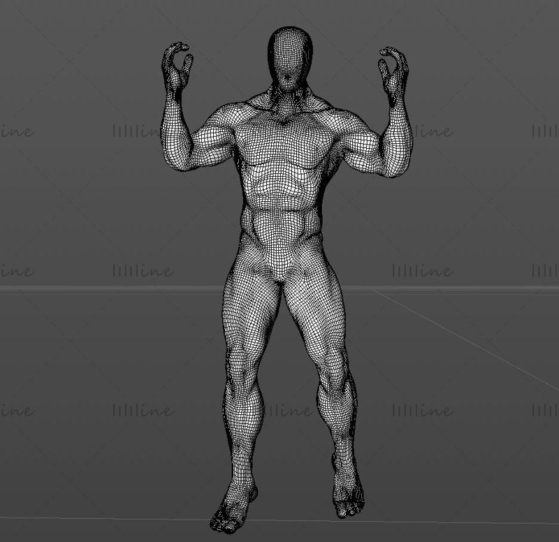 سوبر قوي العضلات المظلة القفز الذكور عارضة أزياء نموذج الطباعة 3d