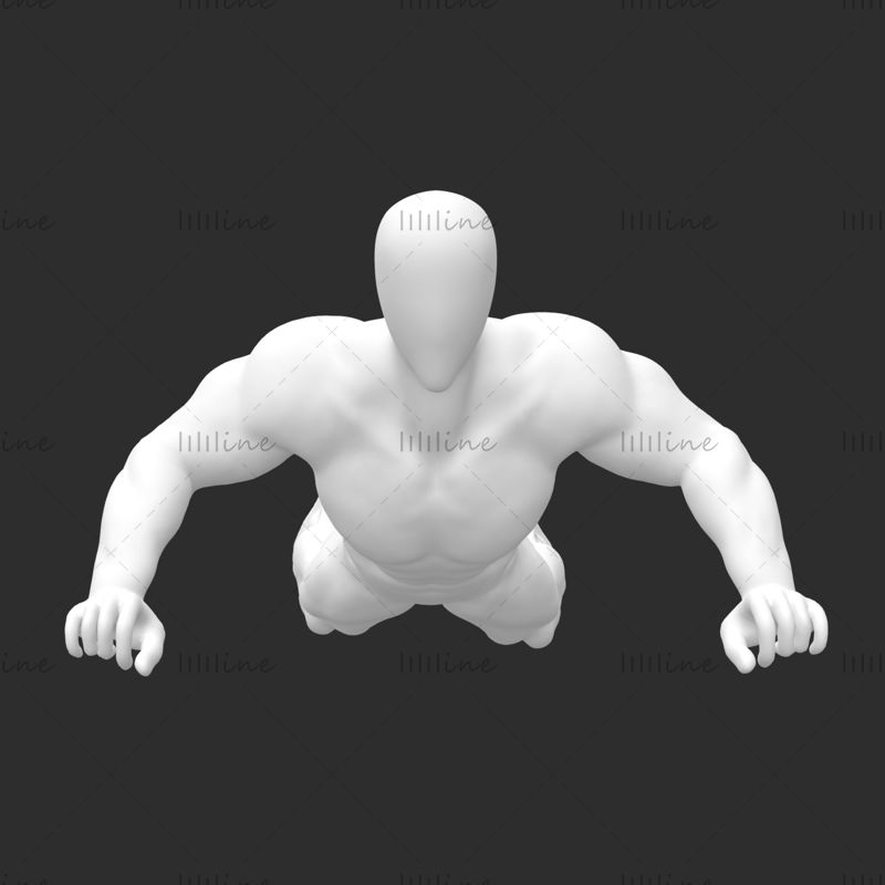 Super sterk muskelhenggliding mannlig mannequin 3d -utskriftsmodell