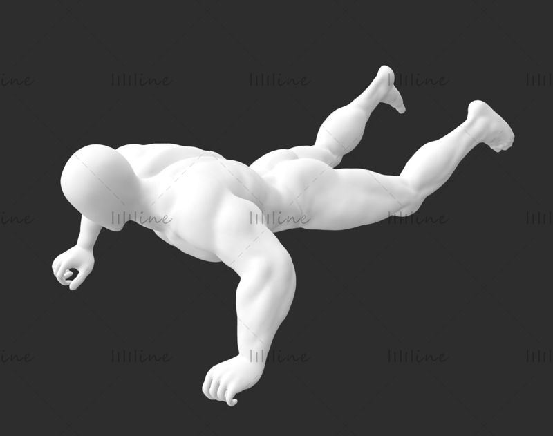 Modelo de impresión en 3d de maniquí masculino de ala delta con músculos súper fuertes