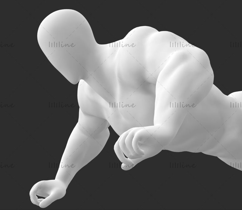 Super silný sval visící klouzající mužský manekýn 3D tiskový model