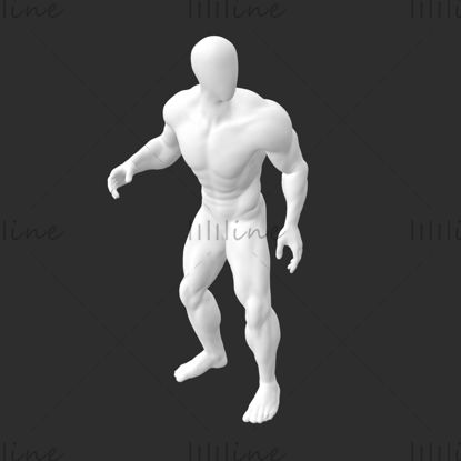 Modello di stampa 3d manichino uomo pattinaggio a rotelle muscolare super forte