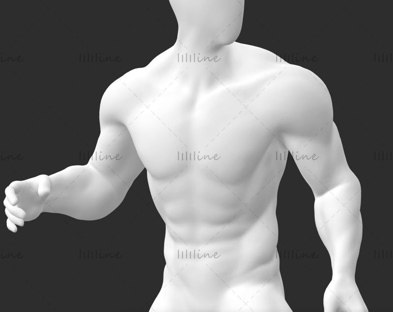 Сверхсильный мускулистый мужской манекен на роликовых коньках 3d модель печати