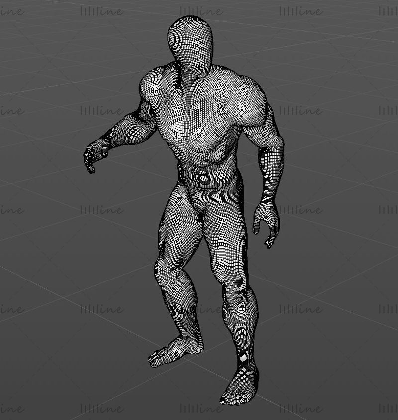 Super silný sval na kolečkových bruslích, mužský manekýn, 3D tiskový model