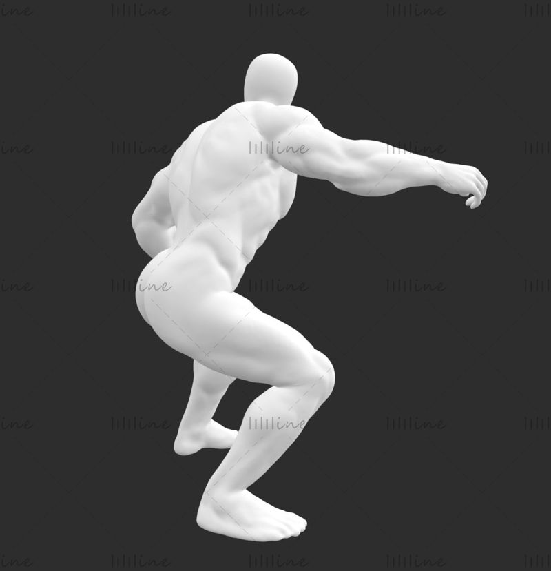 Super strong muscle surfing male mannequin surfer 3d print model