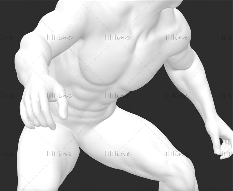 Super silný sval surfující mužský manekýn surfař 3D tiskový model